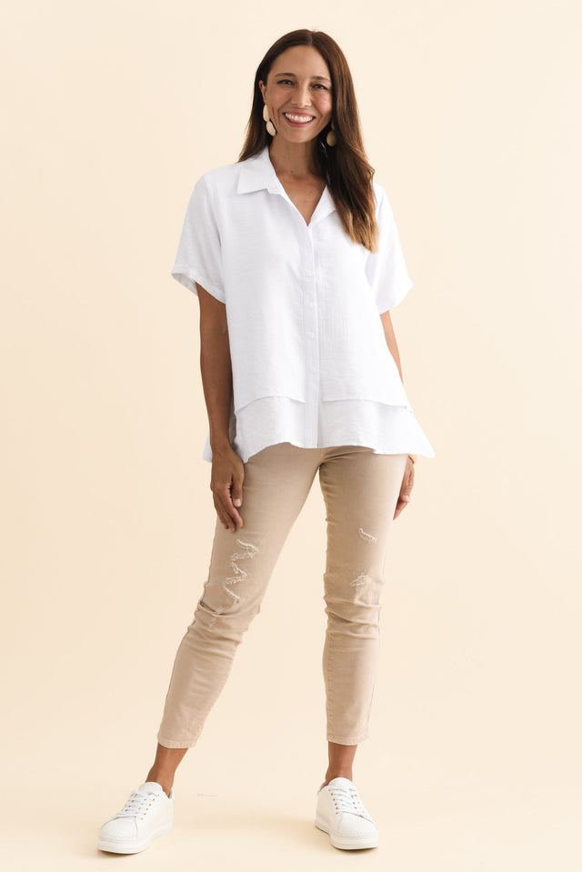 Ezra White Layered Top,Brunette model,alt text|model:Cara image 8