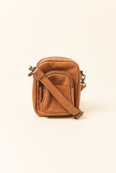Face the Music Tan Leather Camera Bag