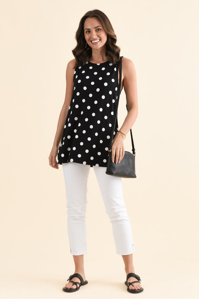 Fantasia Black Spot Bamboo Tunic Top,Full Body,Brunette model,alt text|model:MJ image 2