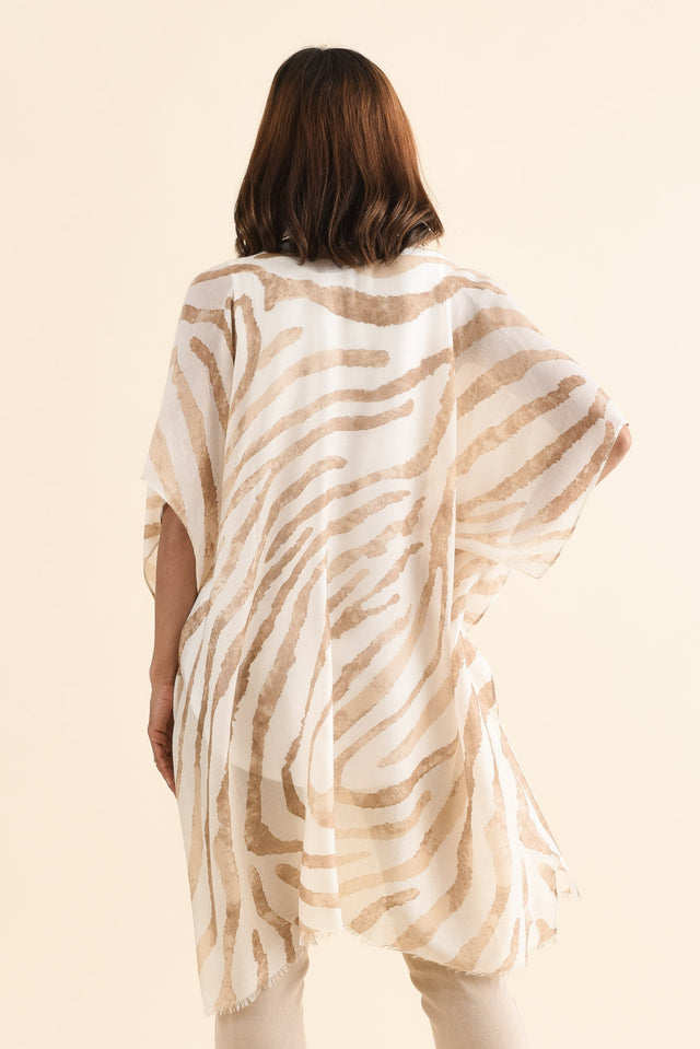 Felicia Natural Animal Kimono,Back,Brunette model,alt text|model:Cara image 4