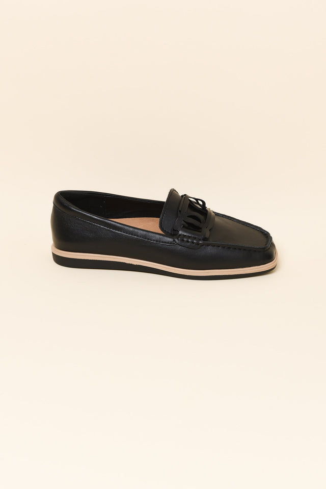 Felix Black Leather Buckle Loafer
