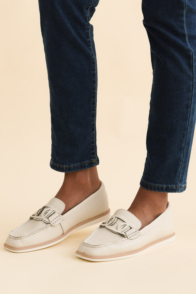 Felix Grey Leather Buckle Loafer