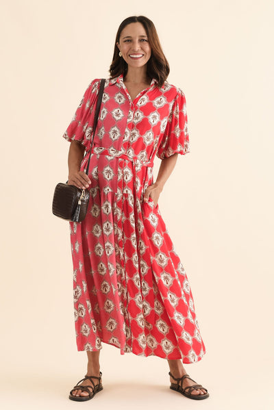Felix Pink Palm Shirt Dress