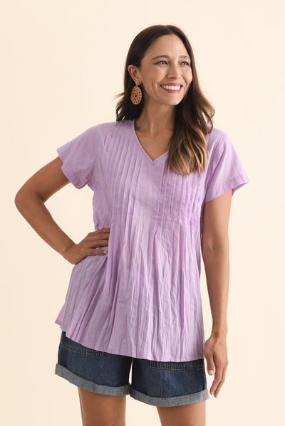 Fia Lilac Crinkle Cotton Top