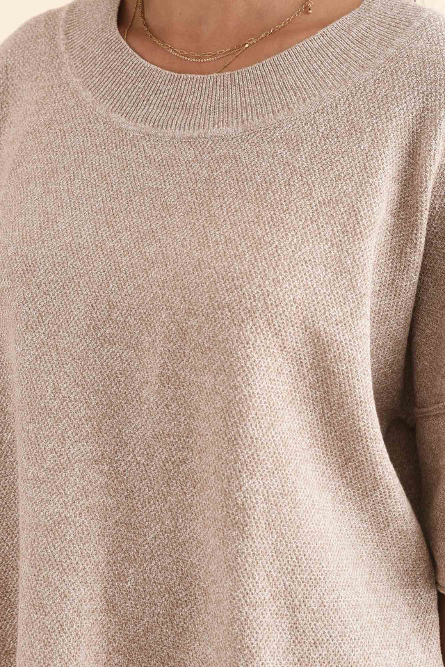 Finlay Taupe Cotton Oversized Tee,Detail,Brunette model,alt text|model:Brontie image 5