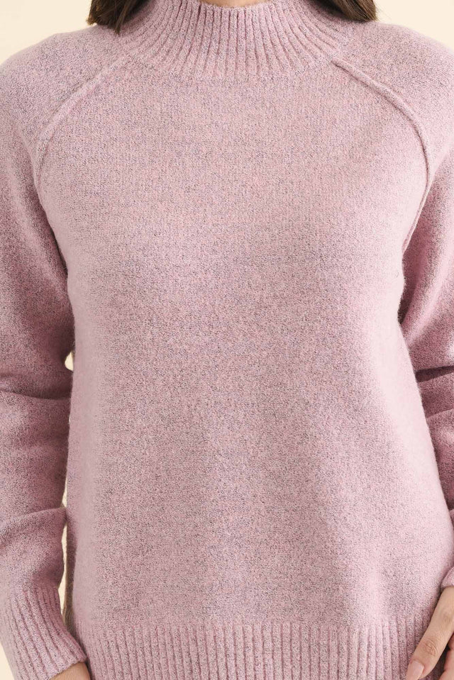 Finn Pink Knit Jumper,Brunette model,alt text|model:MJ image 6