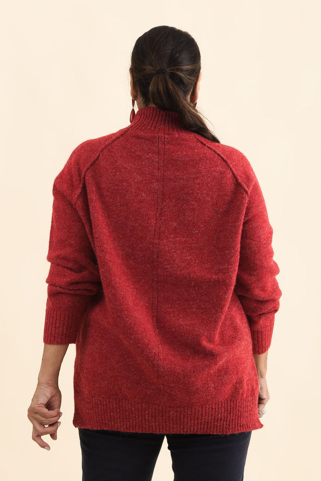 Finn Red Knit Jumper,Brunette model,alt text|model:Pilita image 12