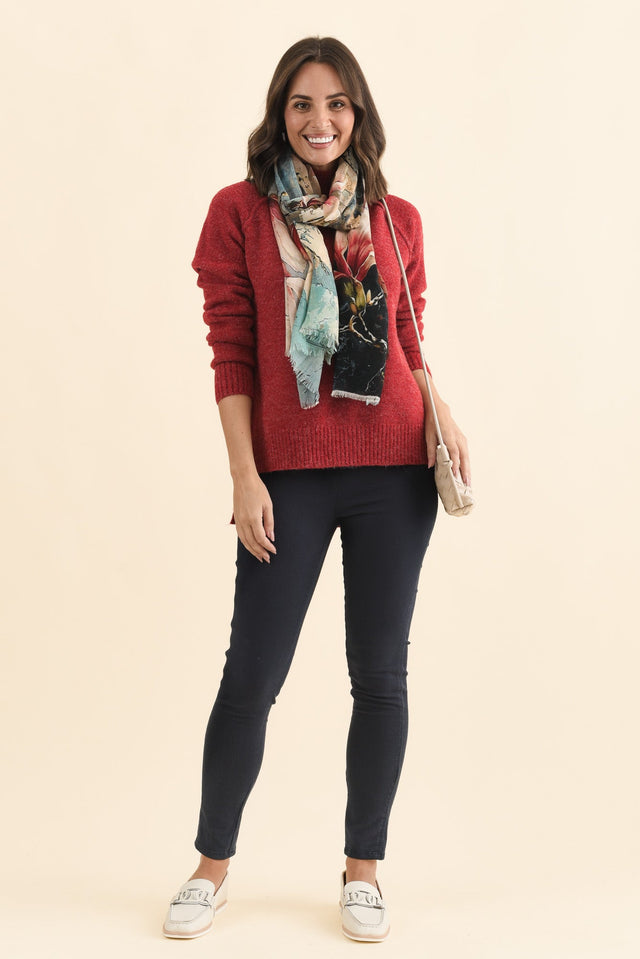 Finn Red Knit Jumper,Brunette model,alt text|model:MJ image 4