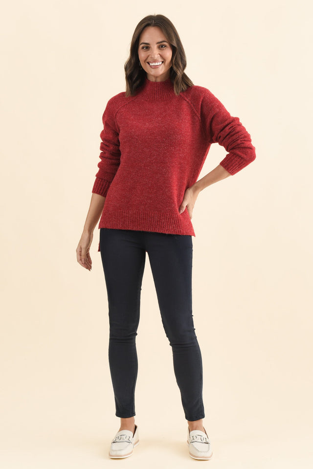 Finn Red Knit Jumper,Brunette model,alt text|model:MJ image 8