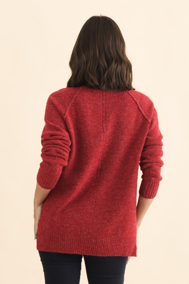 Finn Red Knit Jumper,Brunette model,alt text|model:MJ image 6