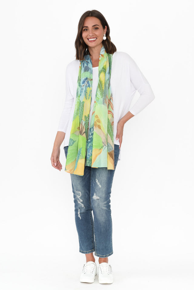 Fiona Green Leaf Scarf