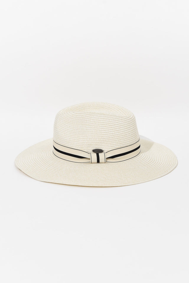 Fiona Ivory Stripe Wide Brim Travel Fedora image 2