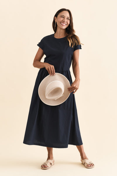 Flo Navy Cotton Maxi Dress
