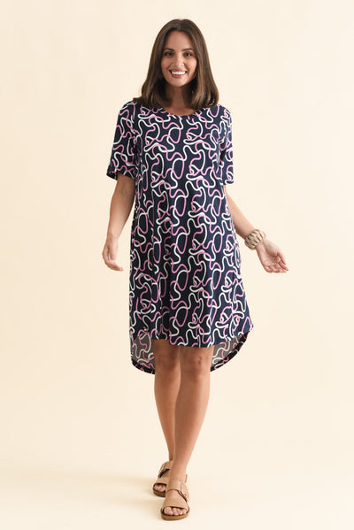 Florida Navy Abstract Cotton Tee Dress