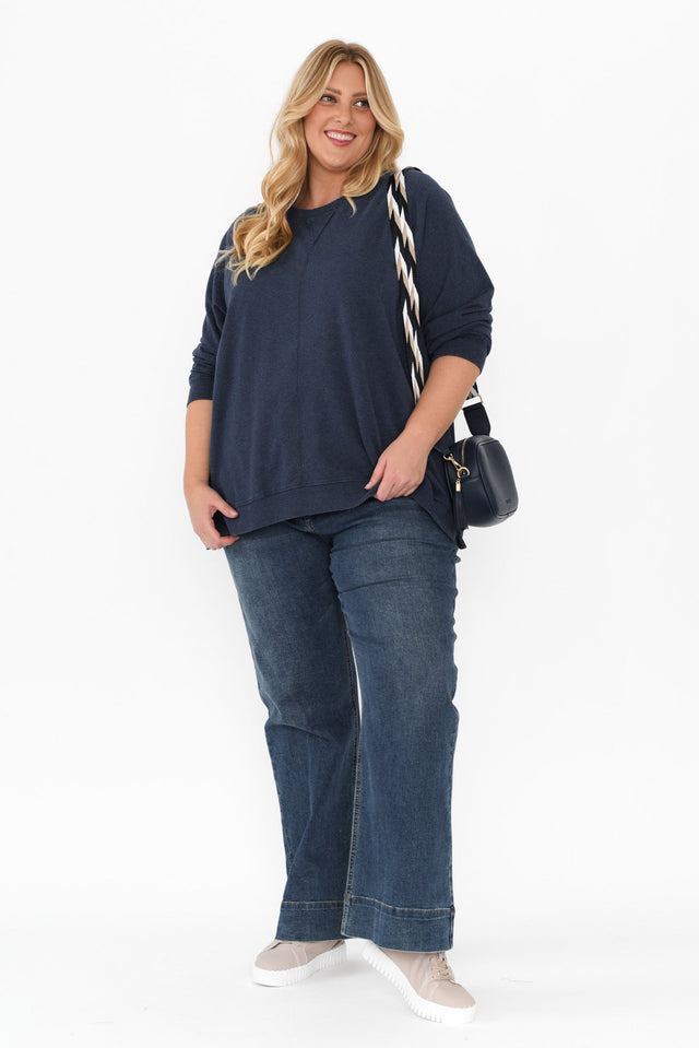 Flossie Navy Cotton Sweatshirt,Blonde model,alt text|model:Caitlin image 8