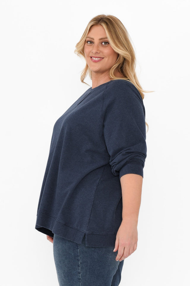 Flossie Navy Cotton Sweatshirt,Blonde model,alt text|model:Caitlin image 9