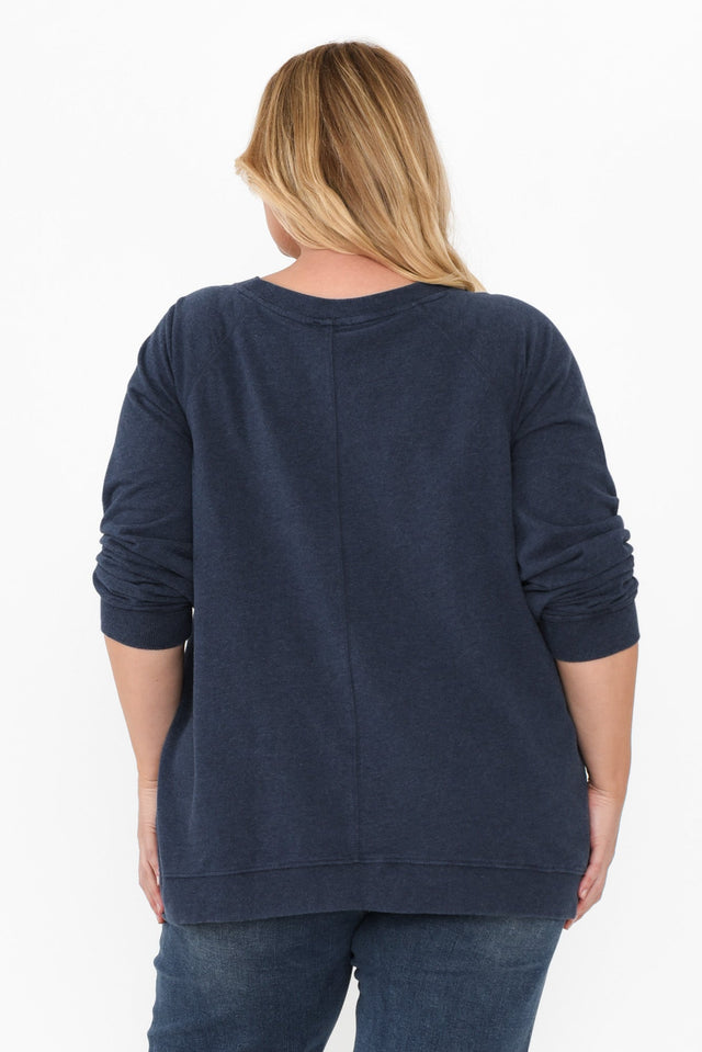 Flossie Navy Cotton Sweatshirt,Blonde model,alt text|model:Caitlin image 10