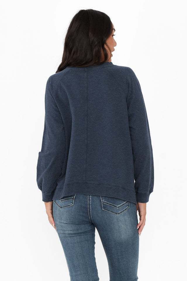 Flossie Navy Cotton Sweatshirt,alt text|model:Kirstyn image 5