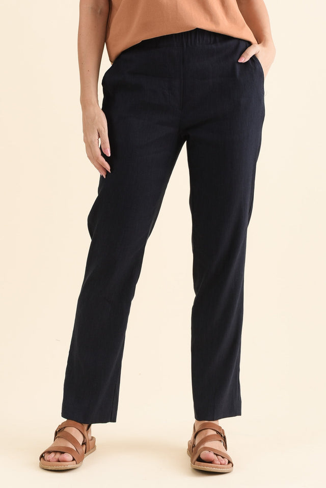 Flossie Navy Pocket Pants,Front,Brunette model,alt text|model:MJ image 1