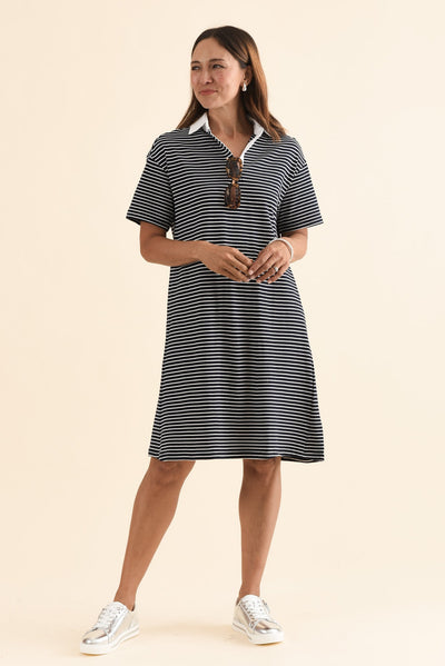 Freddy Navy Stripe Cotton Polo Dress