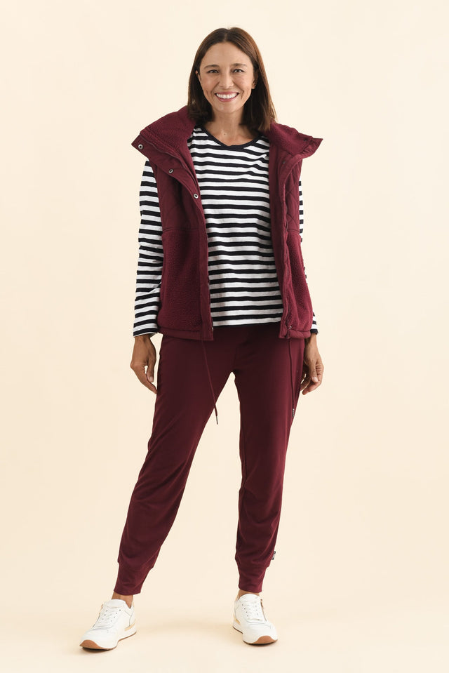Freedom Burgundy Drawstring Sweatpants,Brunette model,alt text|model:Cara image 8