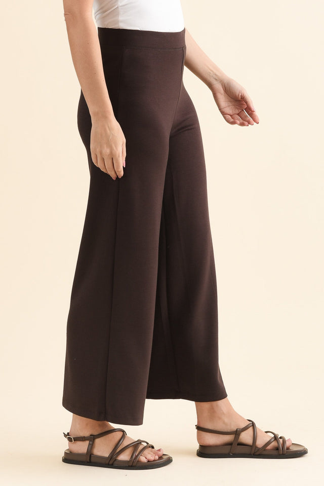 Freedom Chocolate Wide Leg Pants,Side,Brunette model,alt text|model:MJ image 3