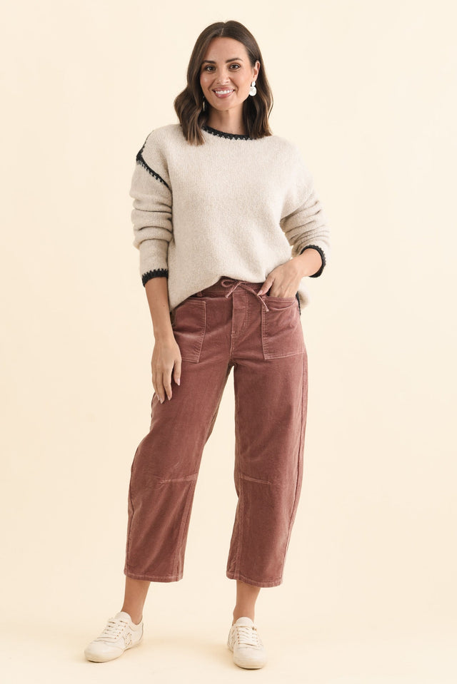 Denny Dusty Pink Corduroy Barrel Jeans,Brunette model,alt text|model:MJ image 7