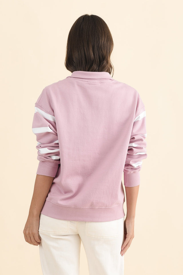 Freedom Pink Stripe Half Zip Sweatshirt,Brunette model,alt text|model:MJ image 5