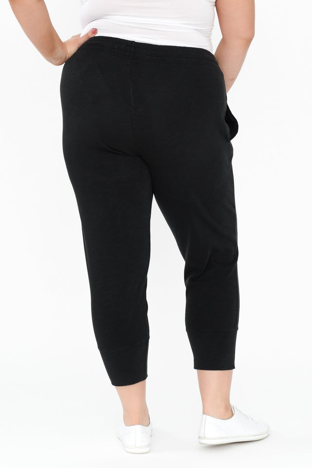 Fundamental Brunch Black Cotton Sweatpants,Brunette model,alt text|model:Gabby image 16