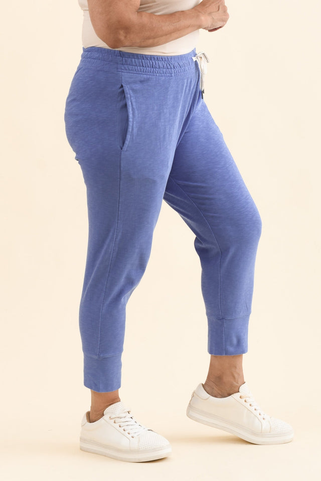 Fundamental Brunch Blue Cotton Sweatpants,Side,Brunette model,alt text|model:Pilita image 10