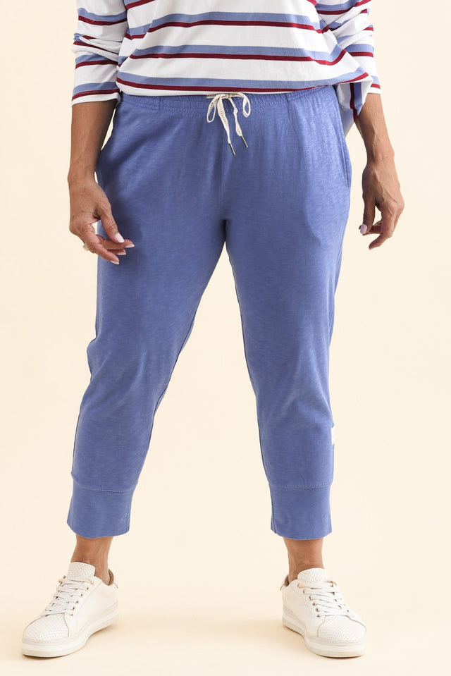 Fundamental Brunch Blue Cotton Sweatpants,Front,Brunette model,alt text|model:Pilita image 8