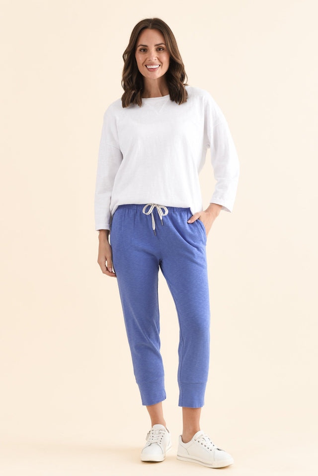 Fundamental Brunch Blue Cotton Sweatpants,Full Body,Brunette model,alt text|model:MJ image 7