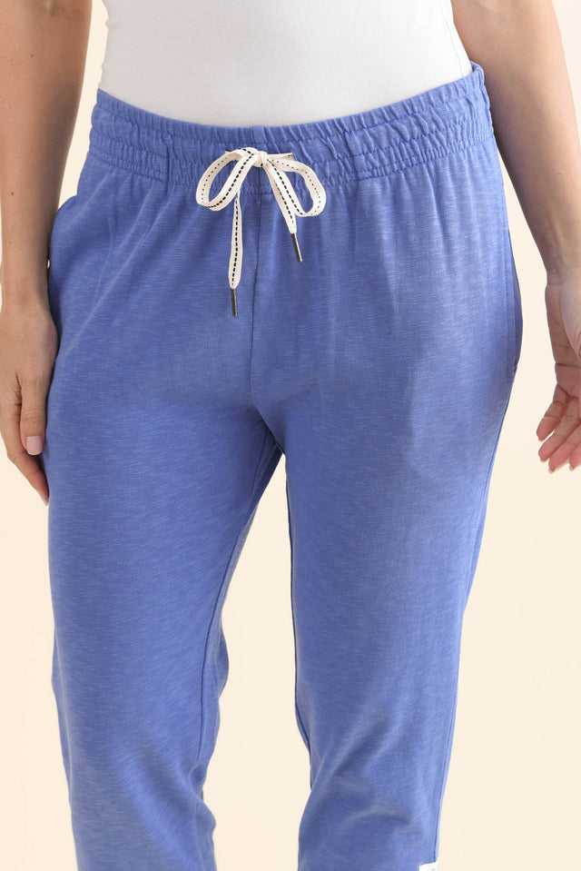 Fundamental Brunch Blue Cotton Sweatpants,Detail,Brunette model,alt text|model:MJ image 6