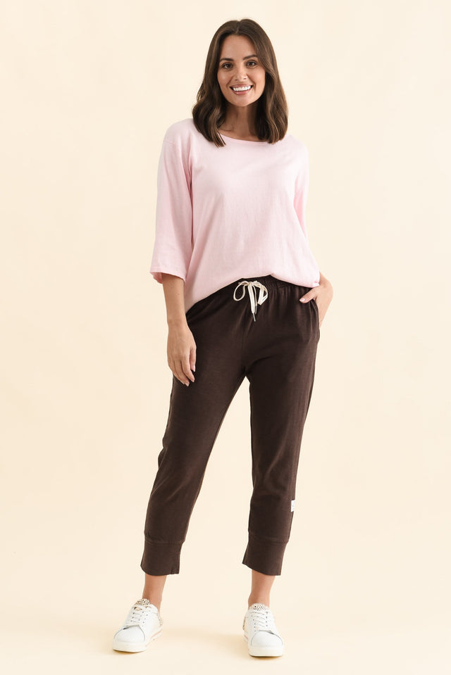 Fundamental Brunch Dark Brown Cotton Sweatpants,Full Body,Brunette model,alt text|model:MJ image 8
