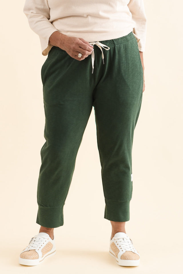 Fundamental Brunch Dark Green Cotton Sweatpants,Front,Brunette model,alt text|model:Pilita image 9