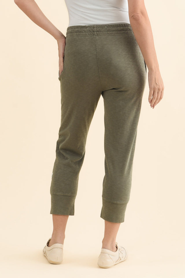 Fundamental Brunch Khaki Cotton Sweatpants,Brunette model,alt text|model:MJ image 5