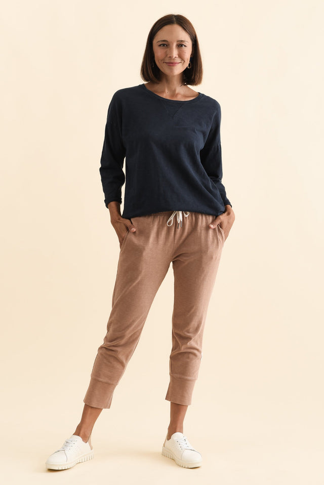 Fundamental Brunch Mocha Cotton Sweatpants,Brunette model,alt text|model:Cara image 8