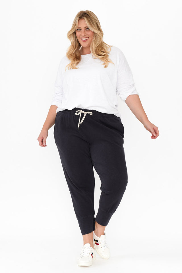 Fundamental Brunch Navy Cotton Sweatpants,Blonde model,alt text|model:Caitlin image 11