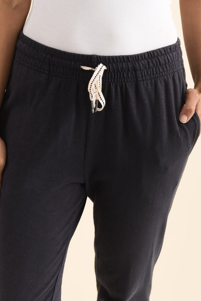 Fundamental Brunch Navy Cotton Sweatpants,Detail,Brunette model,alt text|model:Cara image 9