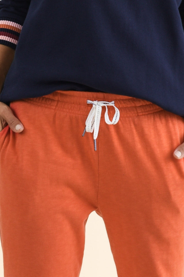 Fundamental Brunch Orange Cotton Sweatpants,Detail,Brunette model,alt text|model:Cara image 5