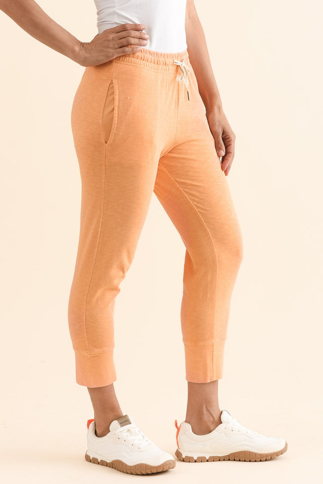 Fundamental Brunch Peach Cotton Sweatpants,Side,Brunette model,alt text|model:Cara image 3