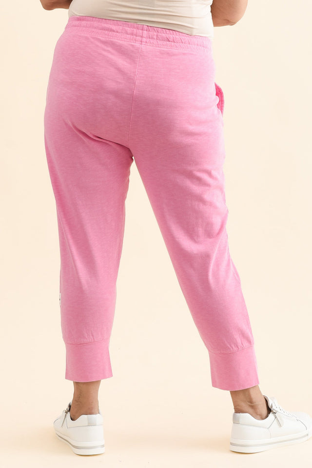 Fundamental Brunch Pink Cotton Sweatpants,Back,Brunette model,alt text|model:Pilita image 4