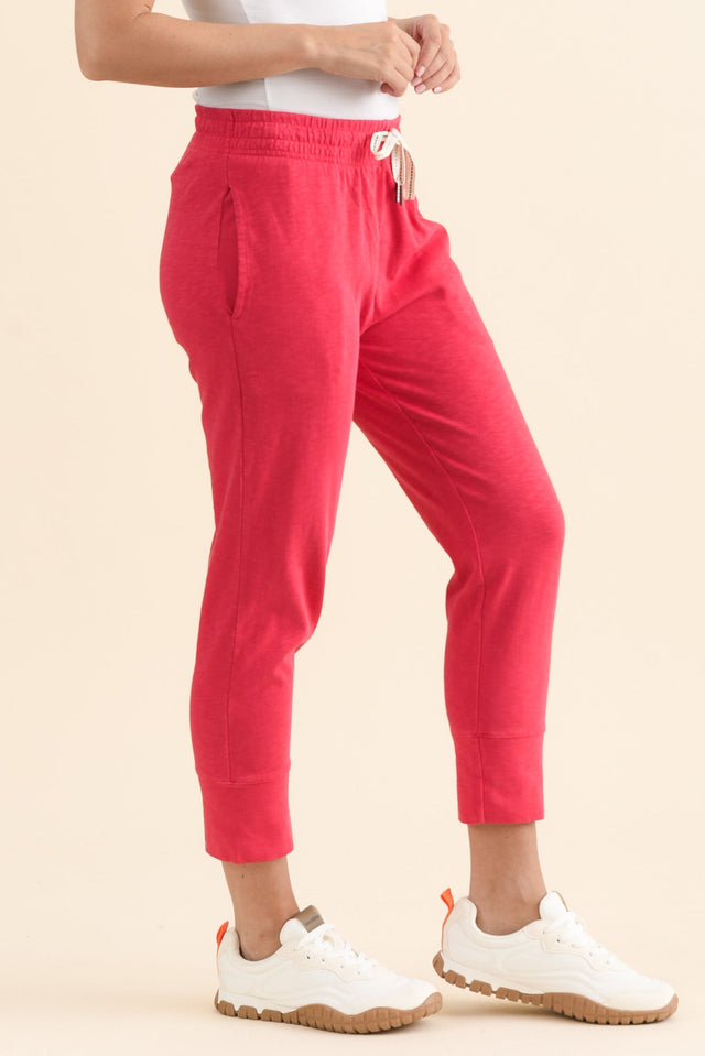 Fundamental Brunch Raspberry Cotton Sweatpants,brunette model,Back of Outfit,alt text|model:MJ image 4