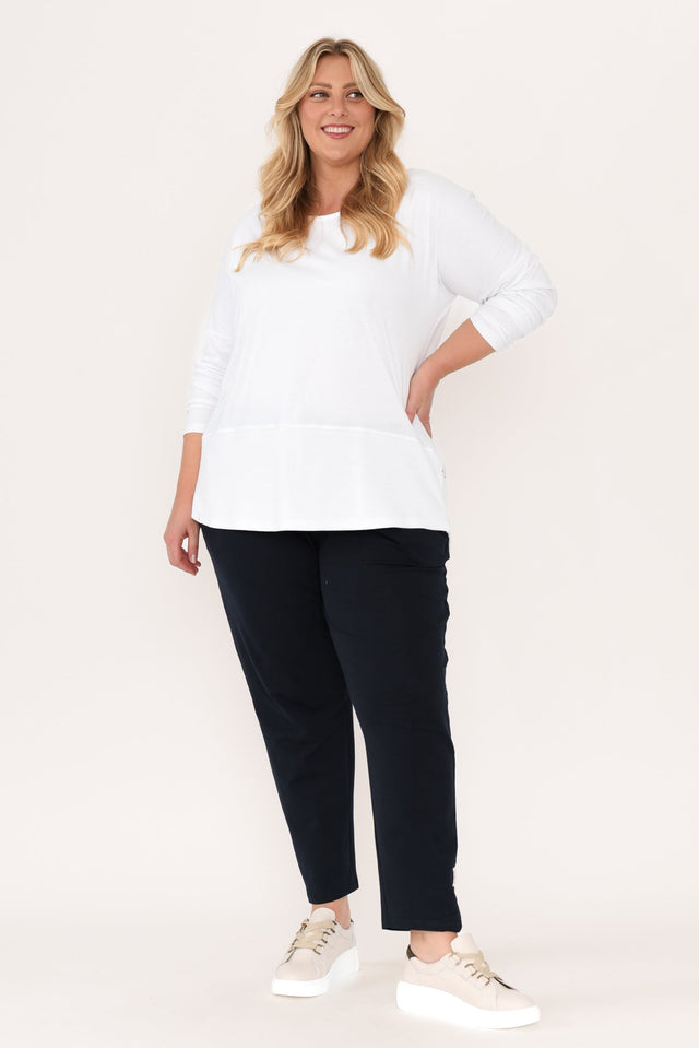 Fundamental White Cotton Rib Sleeved Top,Blonde model,alt text|model:Caitlin image 14