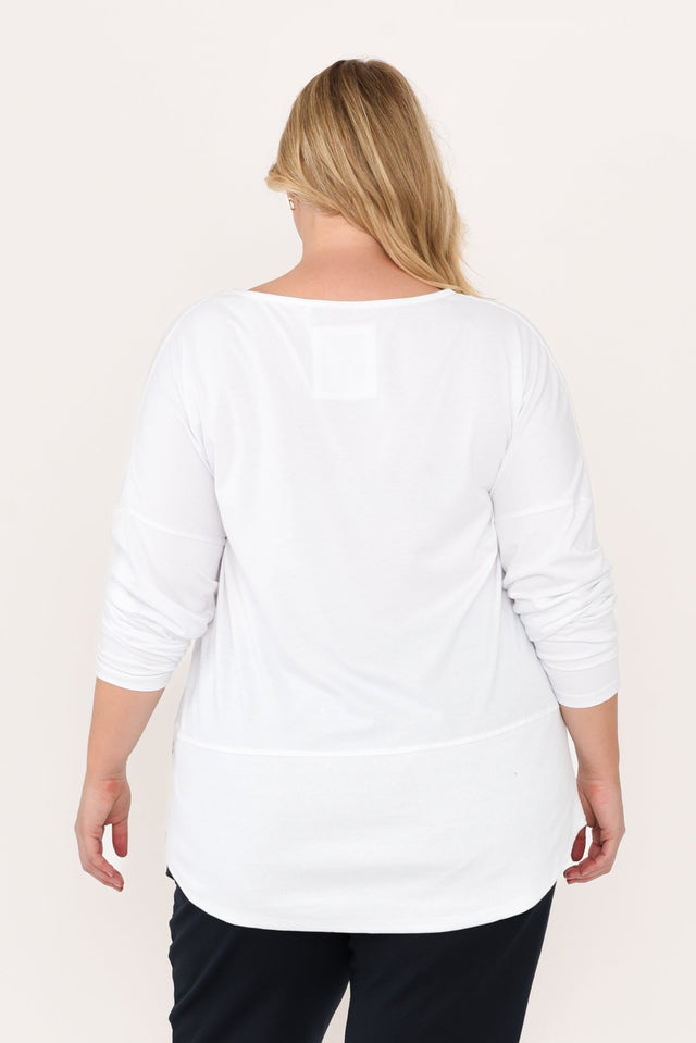 Fundamental White Cotton Rib Sleeved Top,Blonde model,alt text|model:Caitlin image 16