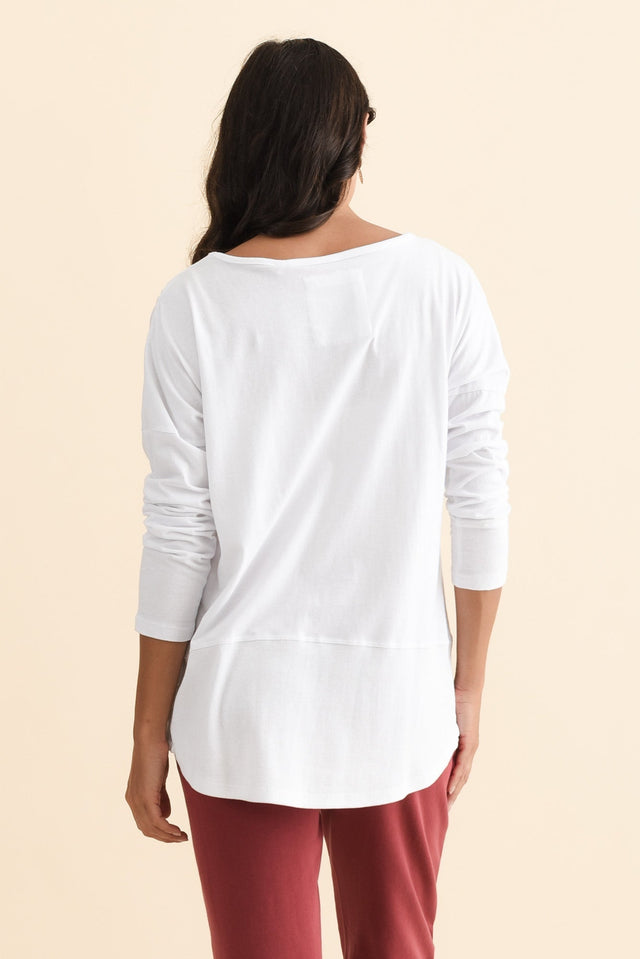 Fundamental White Cotton Rib Sleeved Top,Brunette model,alt text|model:Brontie image 6