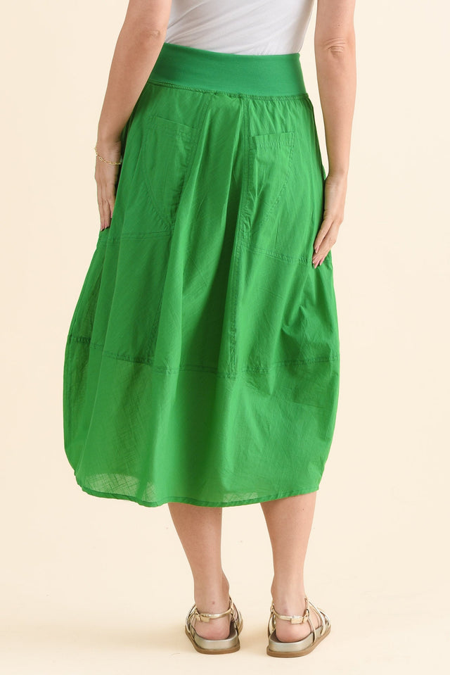 Gabe Fern Green Cotton Pocket Skirt,Back,Brunette model,alt text|model:MJ image 4