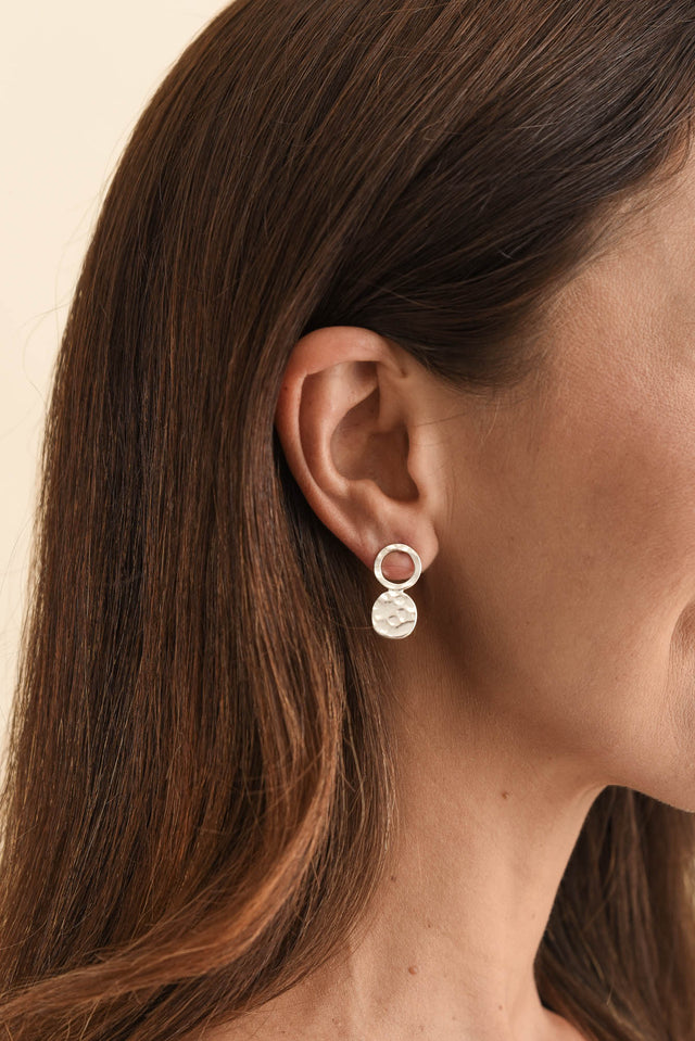 Gabe Silver Disc Drop Earrings