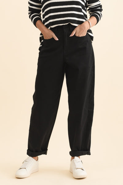 Garner Black Barrel Chino Pants