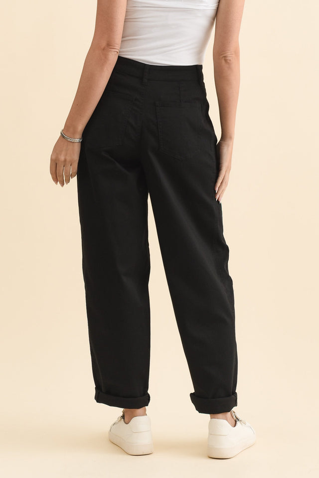 Garner Black Barrel Chino Pants,Brunette model,alt text|model:MJ image 5